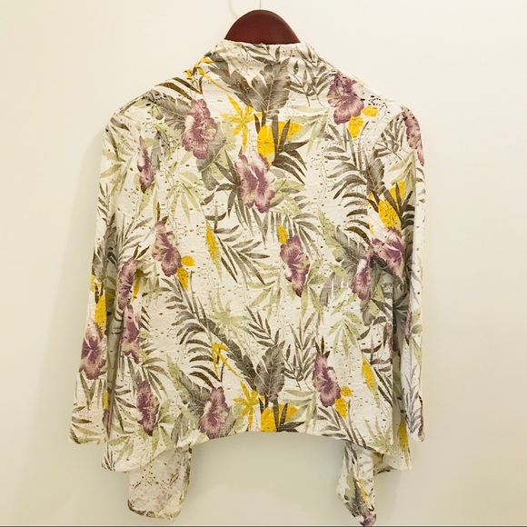 Show Me Your Mumu Jess Eyelet Cardigan medium floral green purple yellow - Picture 2 of 8